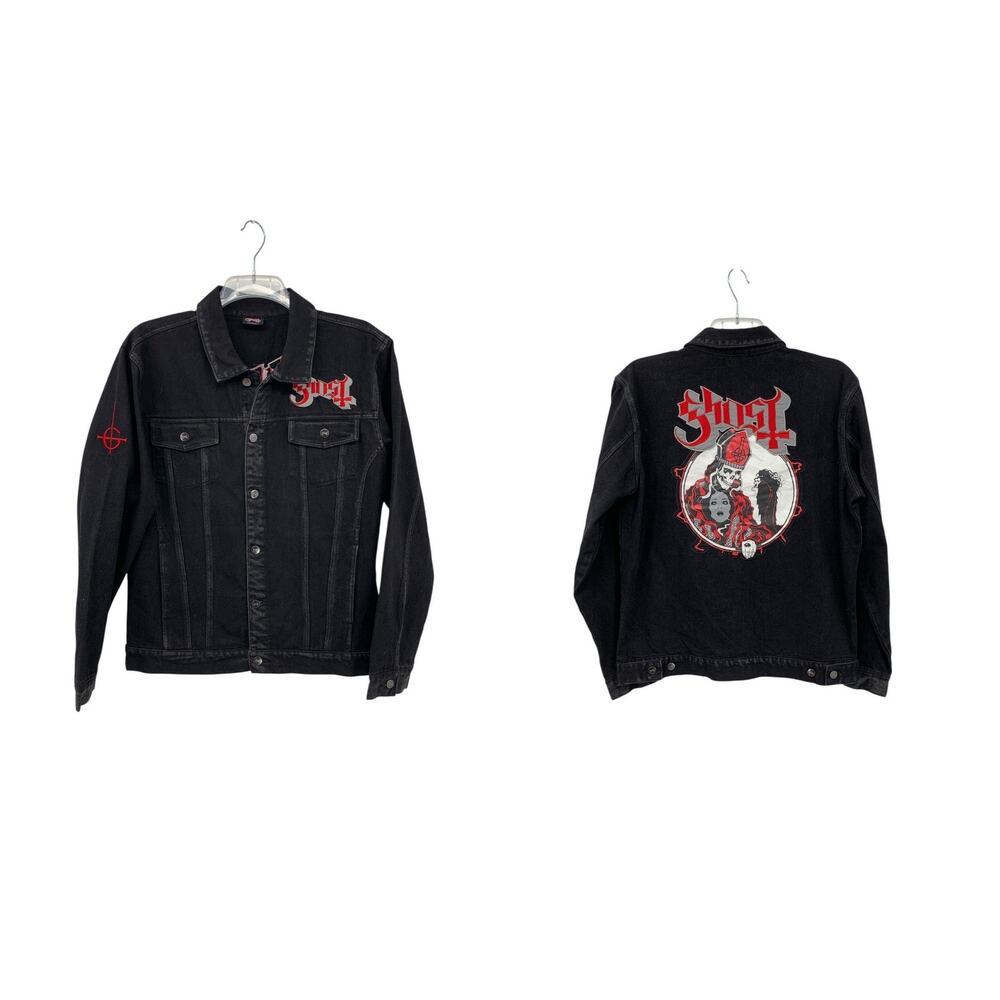 Ghost Jacket Progressive Rock Band Denim Mens XL Black Jean Jacket